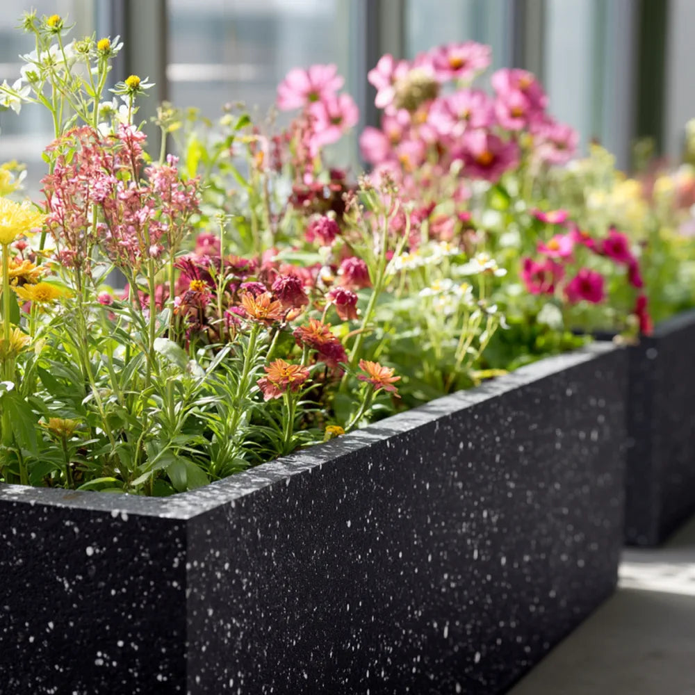 120cm Zinc Galvanised Blackstone Effect Trough Planter