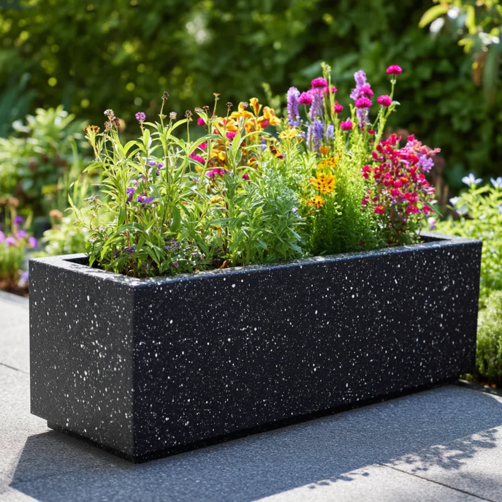 120cm Zinc Galvanised Blackstone Effect Trough Planter