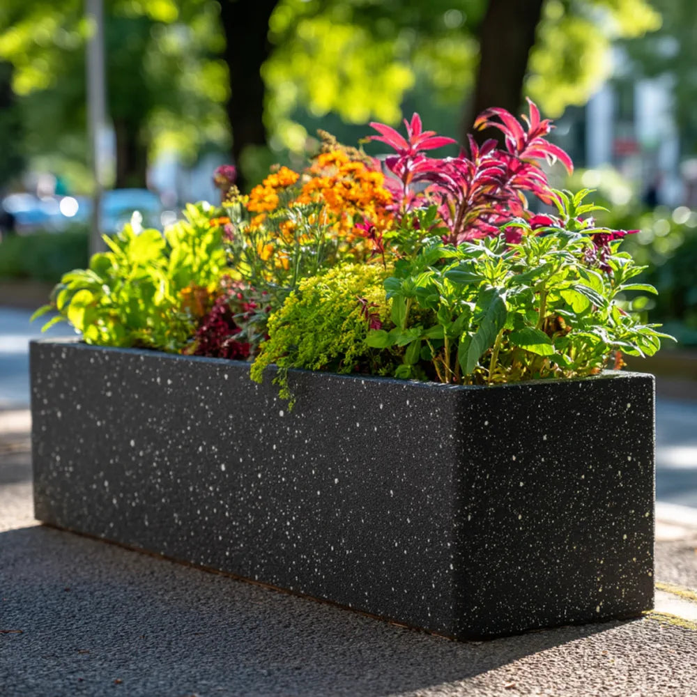 120cm Zinc Galvanised Blackstone Effect Trough Planter