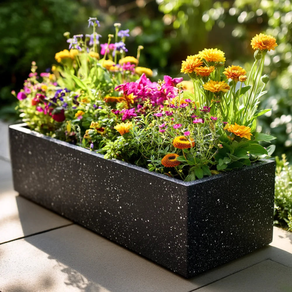 120cm Zinc Galvanised Blackstone Effect Trough Planter