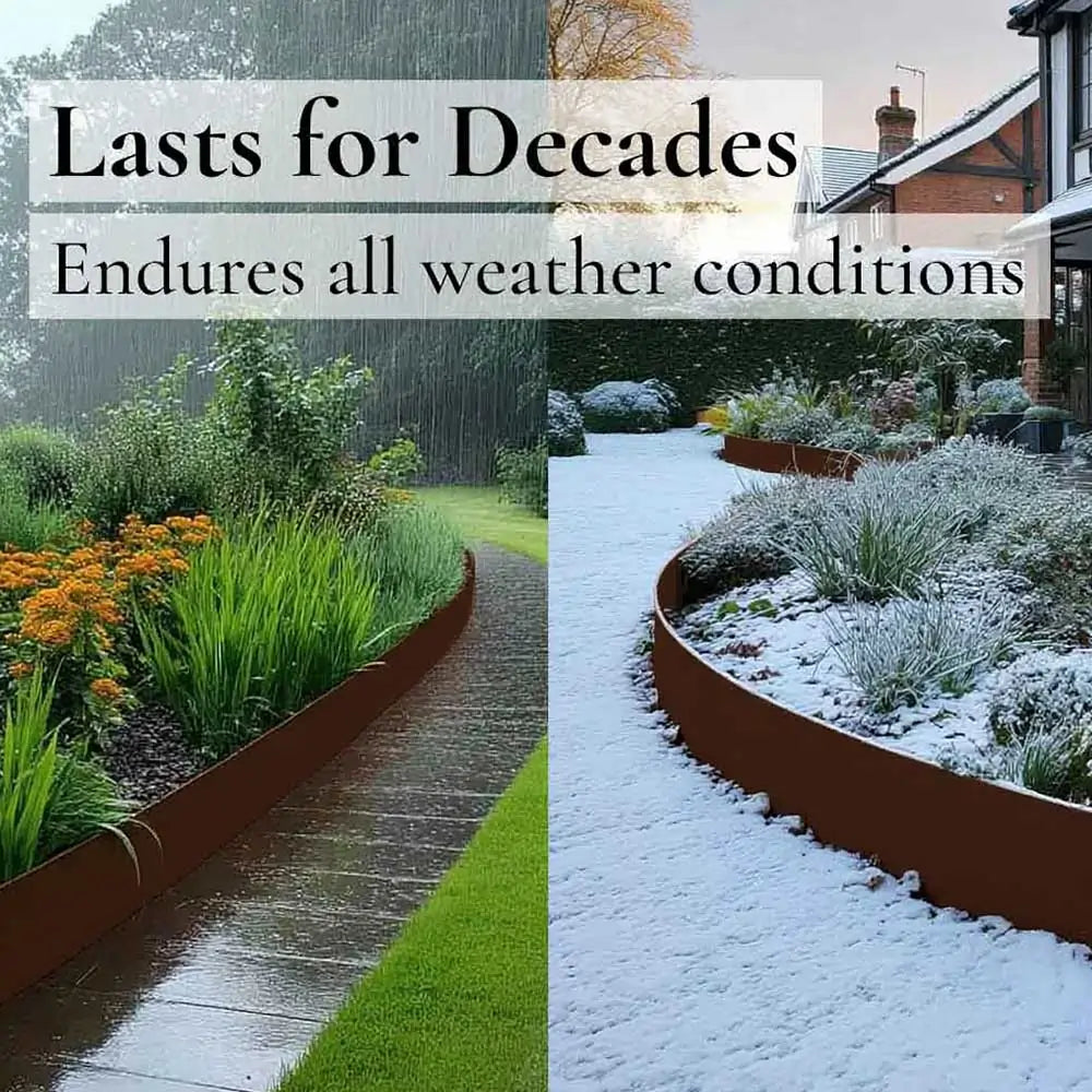 Edging Powder 5m Powder Coated Metal Lawn Edging Set (5pcs/Set) – Woven Wood