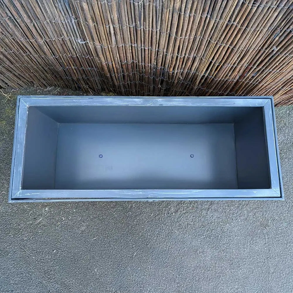 Brushed Grey Trough Planter with Frame Petal Flower