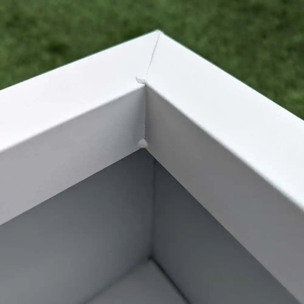 contemporary white metal planters cube woven wood