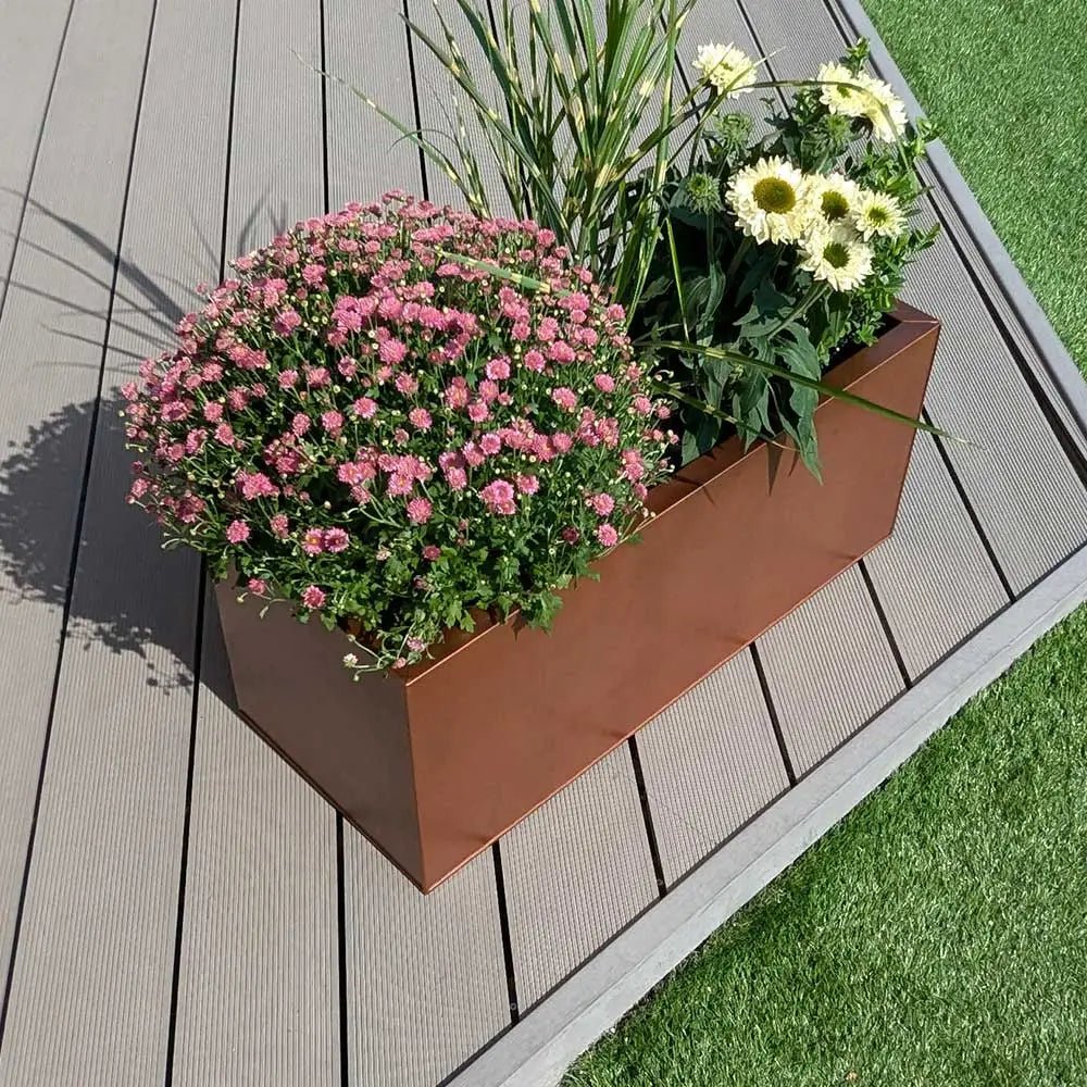 100cm Hand Finished Zinc Galvanised Copper Trough Planter