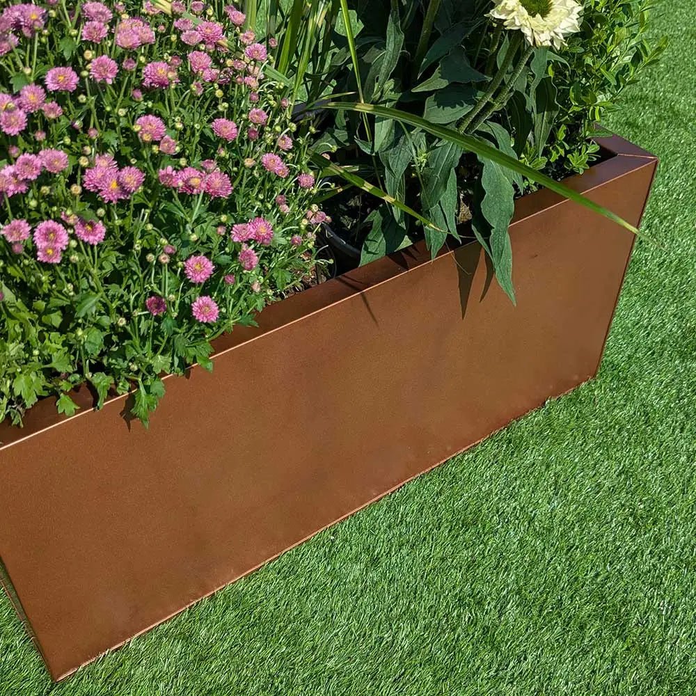 100cm Hand Finished Zinc Galvanised Copper Trough Planter