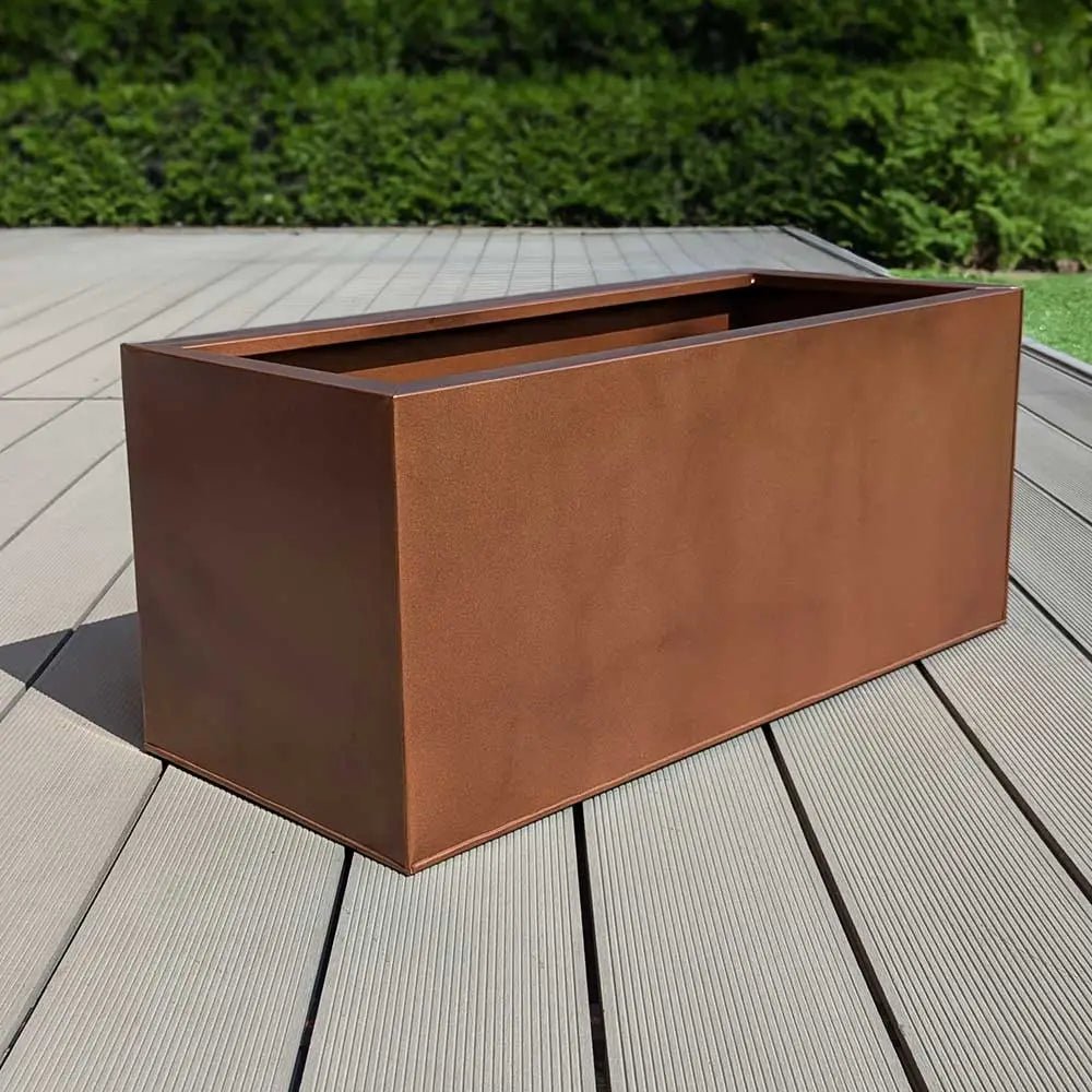 100cm Hand Finished Zinc Galvanised Copper Trough Planter