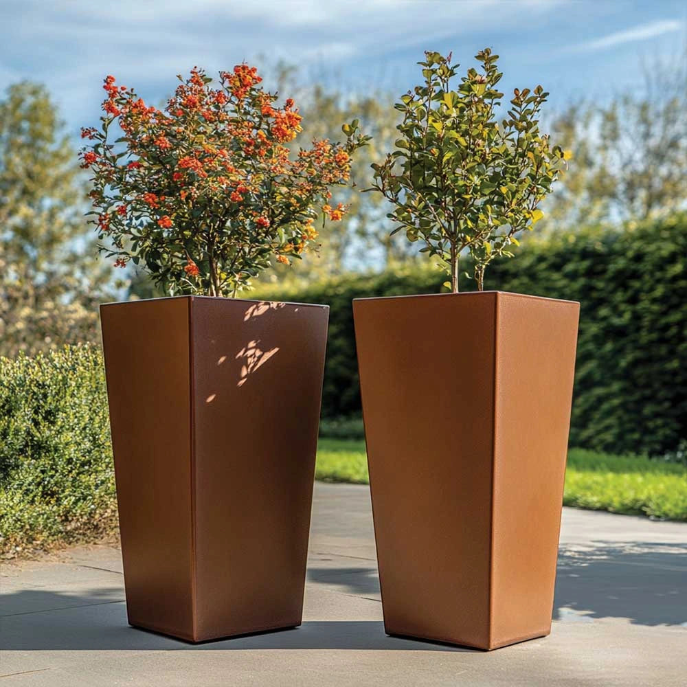 70cm Zinc Galvanised Copper Tapered Square Planter