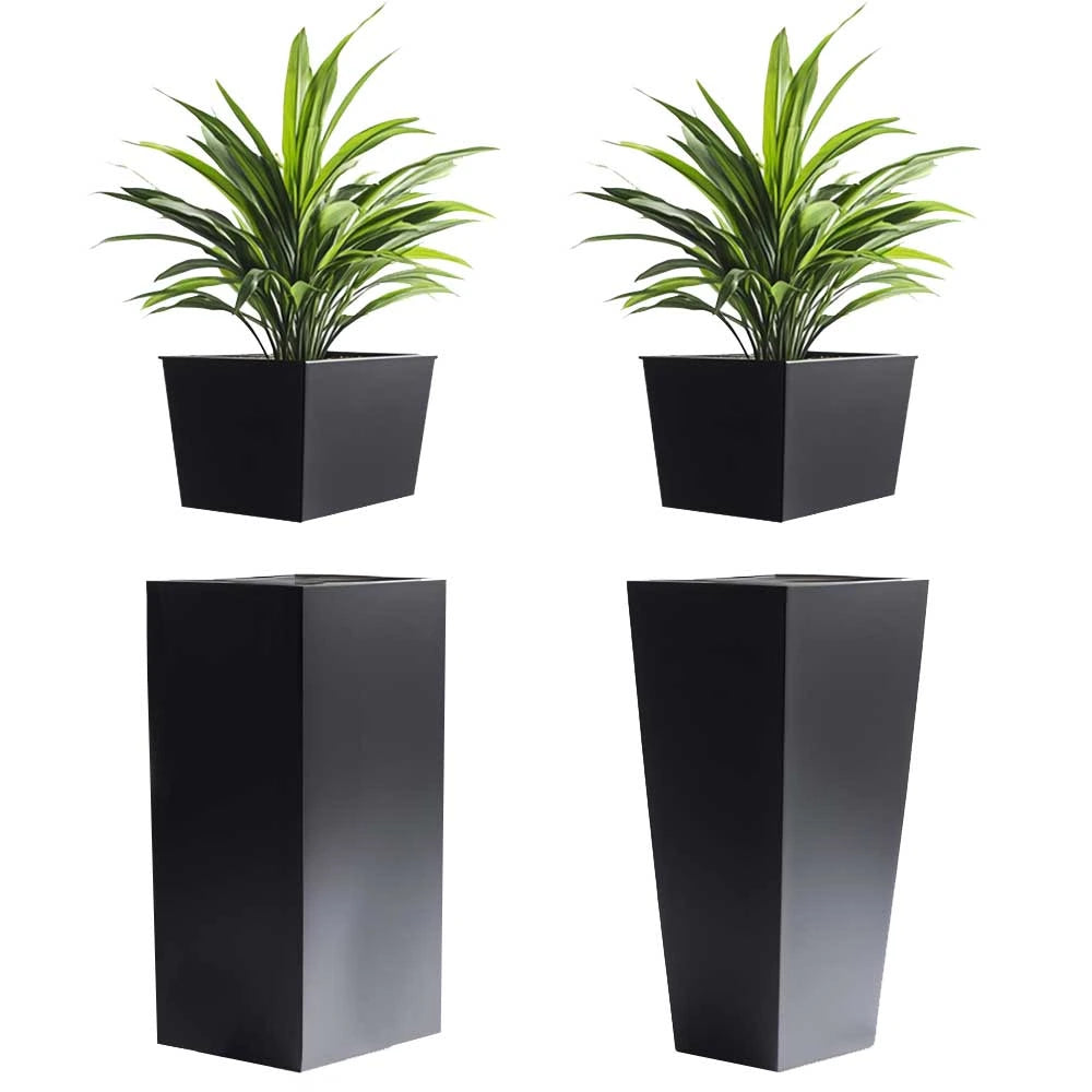 40cm Zinc Planter Square Insert in Matte Black