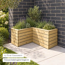 Pine Slatted L-Shaped Corner Wooden Planter with Feet #80cm(L) x 80(W) x 44(H)