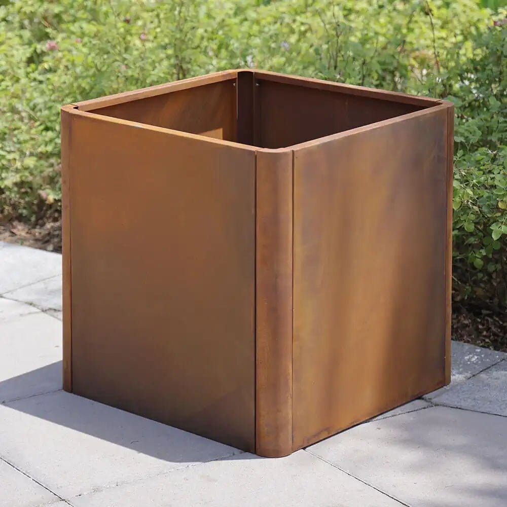 corten planters cube planters outdoor planters woven wood