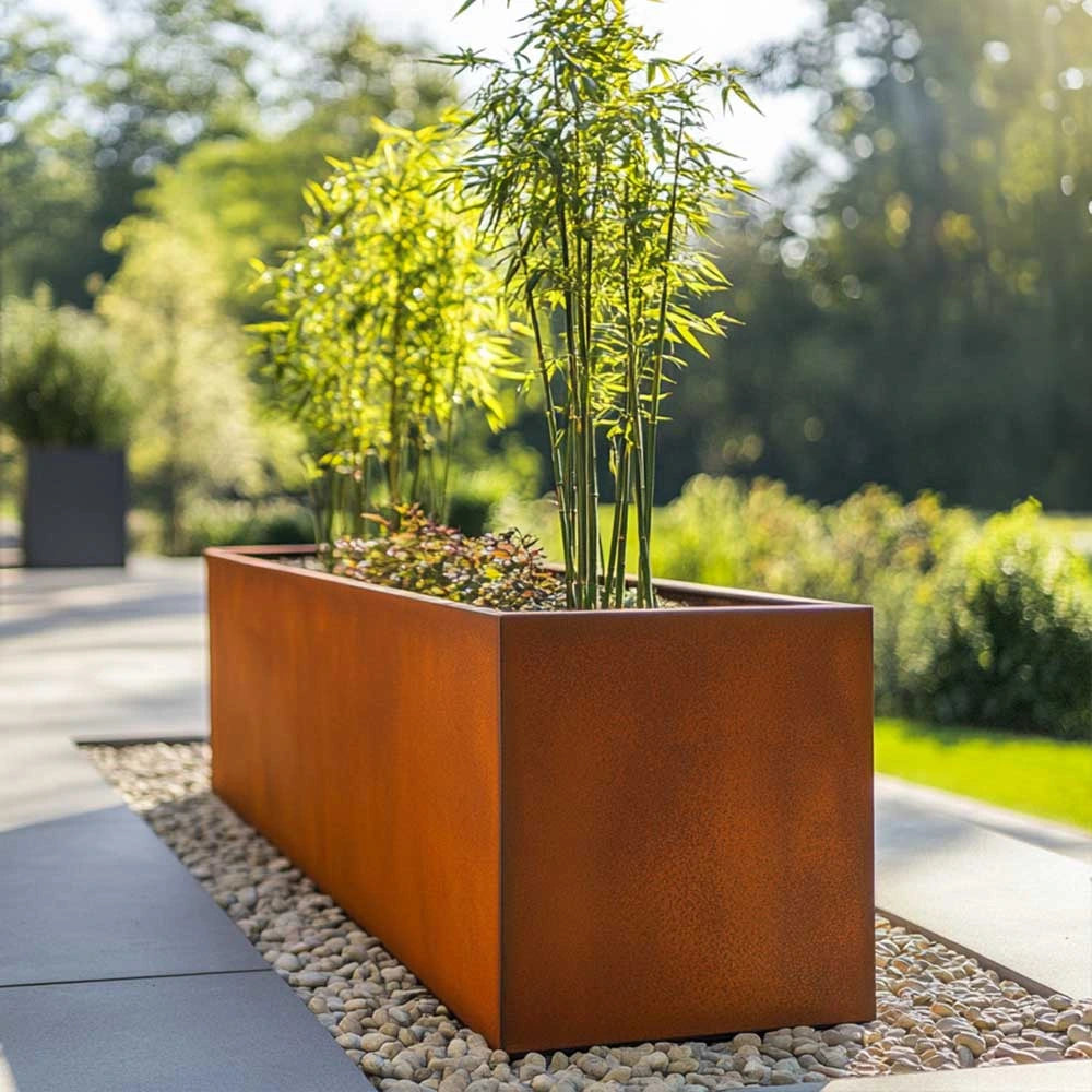 120cm Corten Steel Trough Planter - Pre-Rusted