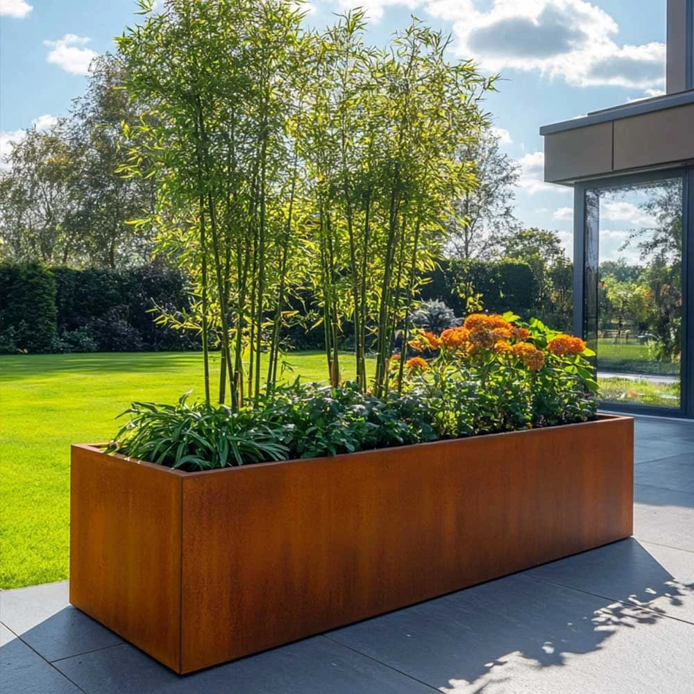 150cm Corten Steel Trough Planter - Pre-Rusted