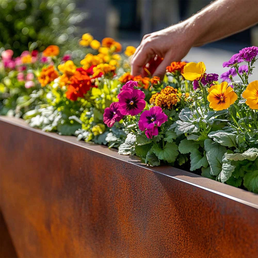 100cm Corten Steel Trough Planter - Pre-Rusted