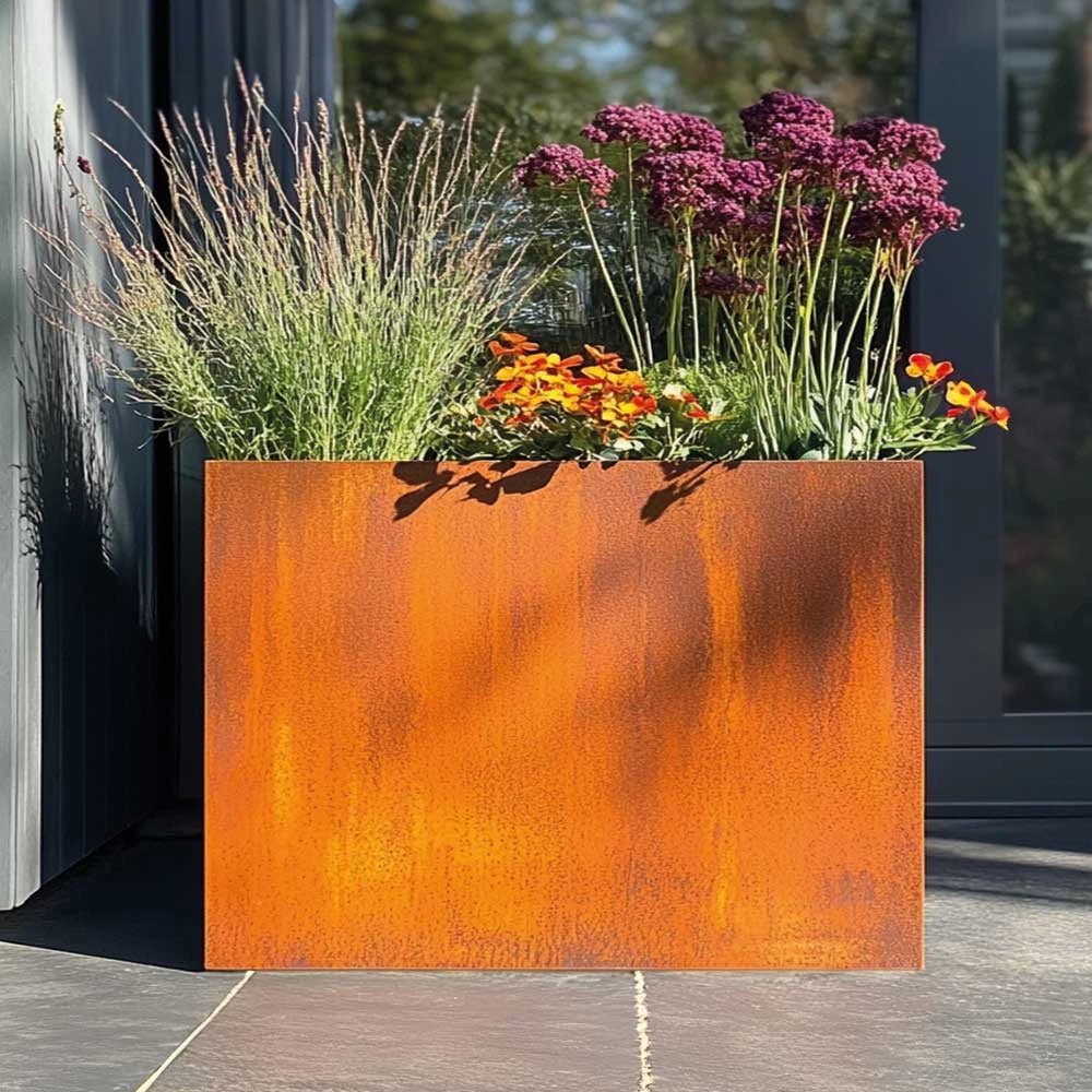 80cm Long Corten Steel Long Tall Trough Metal Planter