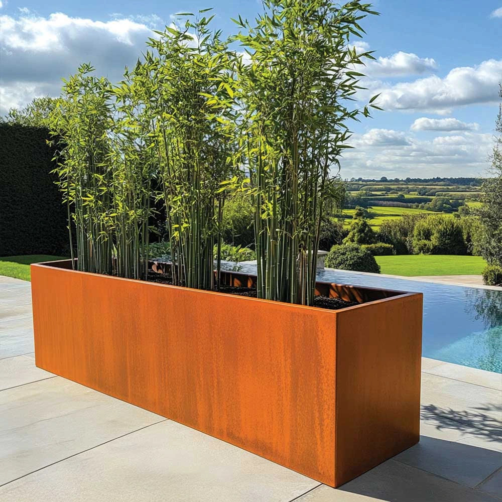 Pre Rusted Planters 200cm Corten Steel Trough Planter - Pre-Rusted – Woven Wood