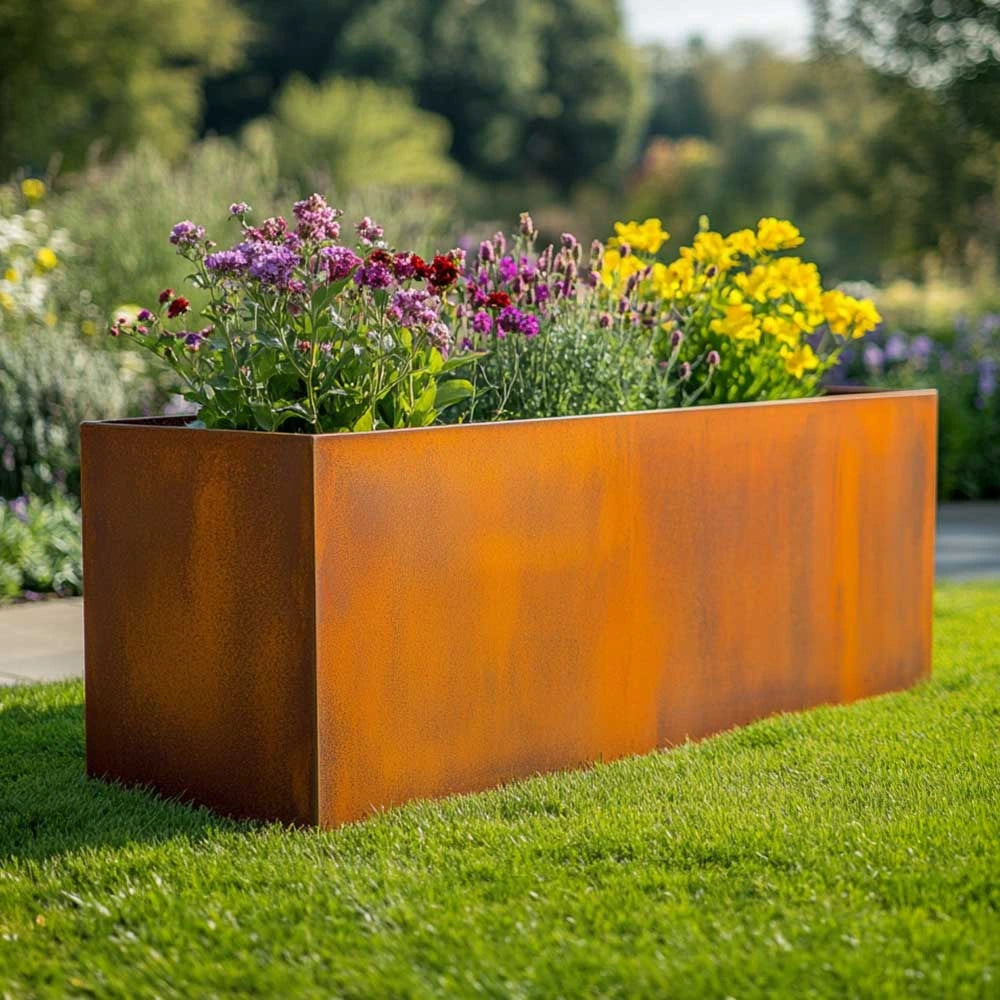 100cm Corten Steel Trough Planter - Pre-Rusted