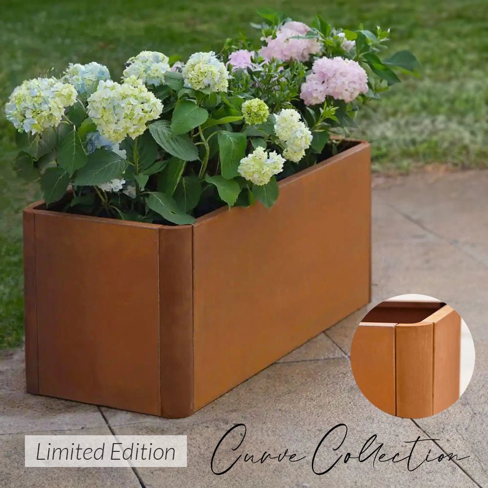 75cm Corten Steel Rounded Corner Trough Planter