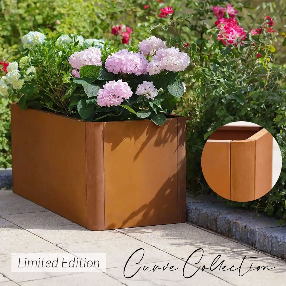 100cm Corten Steel Rounded Corner Trough Planter