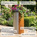 100cm Round Tall Cylinder Corten Steel Planter with Feet