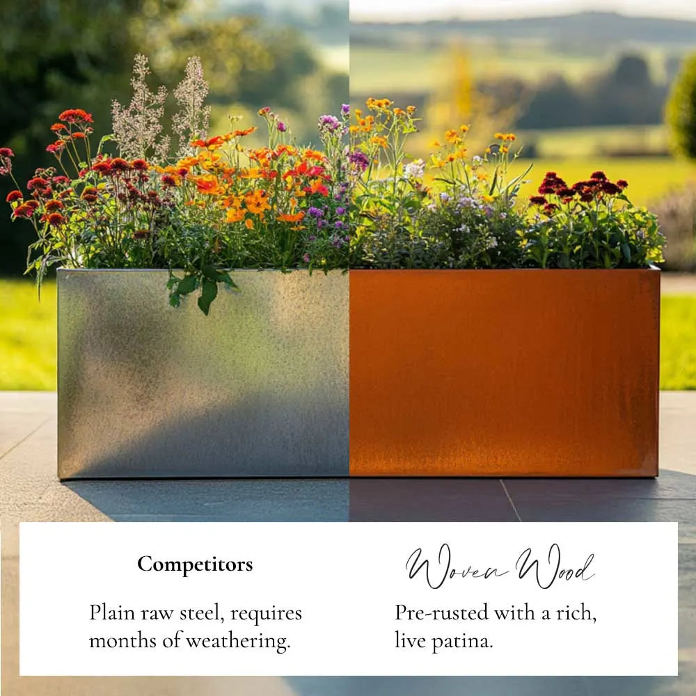 200cm Corten Steel Trough Planter - Pre-Rusted