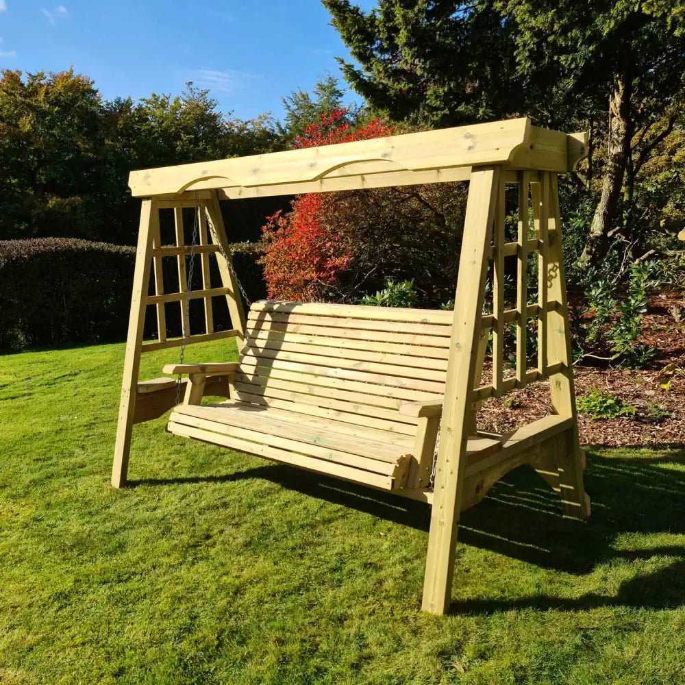 cottage swing seater outdoor wooden furniture