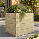 Customisable broad board wooden cube planter - planted hero
