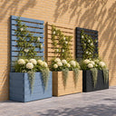 Customisable broad board trough planter with trellis - planted colour options