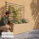 Customisable broad board trough planter with trellis - fully assembled