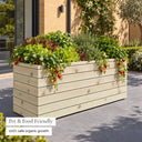 Customisable cladded wooden trough planter - in use