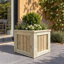 Customisable framed wooden cube planter - planted hero