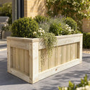 Customisable framed wooden trough planter - planted hero