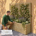 Customisable wooden trough planter with trellis - fully assembled