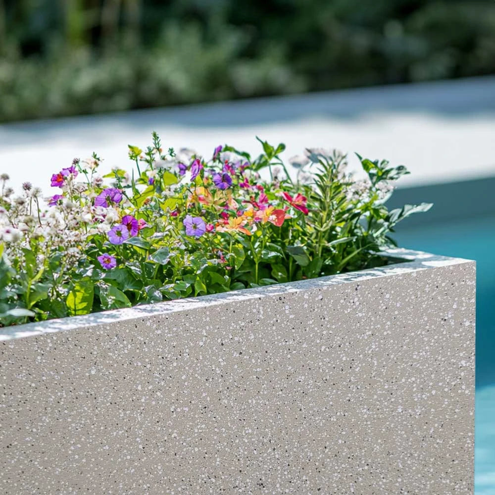 75cm Zinc White Stone Textured Trough Planter