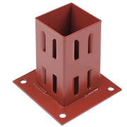 Red metal bracket on a white background