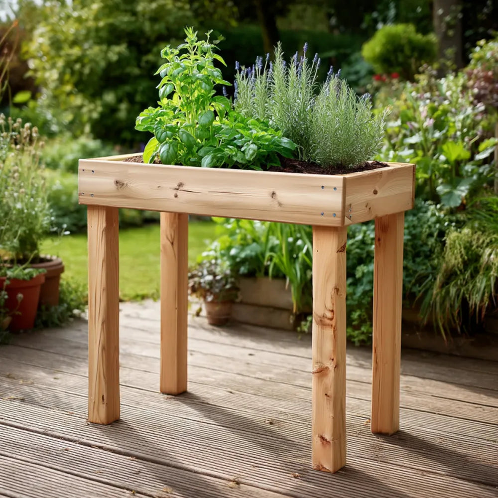 Premium Easy-Access Wood Raised Bed