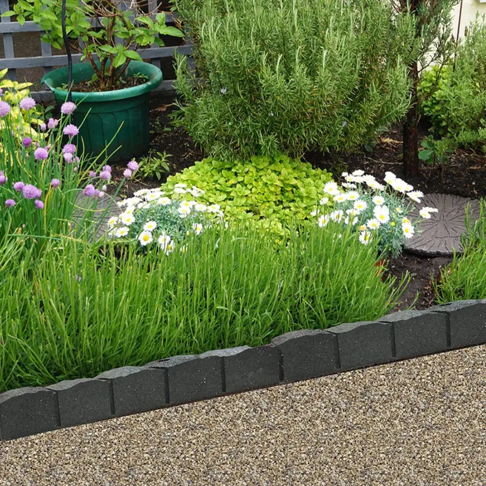 Eco-friendly recycled lawn edging offers a sustainable way to define your garden beds.