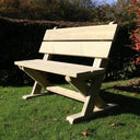 A classic garden bench nestled among greenery, offering a peaceful retreat.
