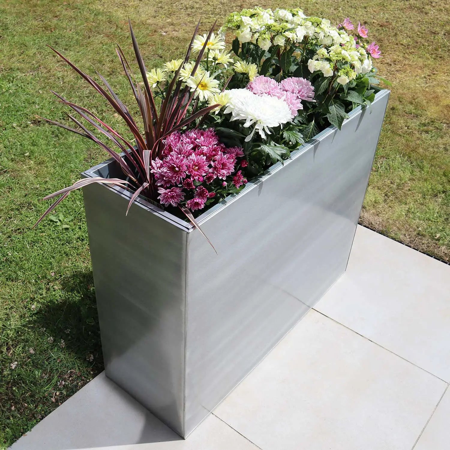 90cm Long Zinc Metal Galvanised Silver 60cm Tall Trough Planter