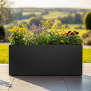 Flatpacked zinc galvanised trough planter, matte black, 100 hero