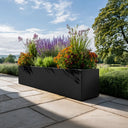 Flatpacked zinc galvanised trough planter, matte black, 150 hero