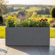 Flatpacked zinc galvanised trough planter, matte grey, 100 hero