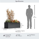 Flatpacked zinc galvanised trough planter, matte grey, 100 specs