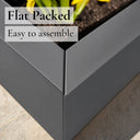 Flatpacked zinc galvanised trough planter, matte grey, flat packed