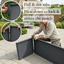 Flatpacked zinc galvanised trough planter, matte grey, pull slot tabs