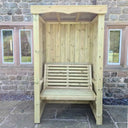 four seasons seater arbour outdoor wooden furniture front view