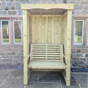 four seasons seater arbour outdoor wooden furniture front view