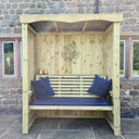 four seasons seater outdoor wooden furniture front view optional extra cushion