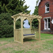 fully natural two seater wooden garden swing Woven Wood