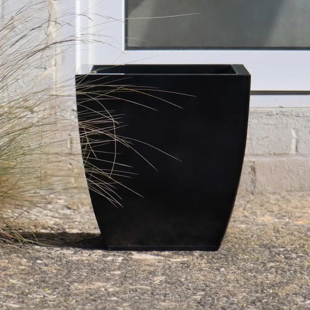 Matte Black Flared Cube PLant POts