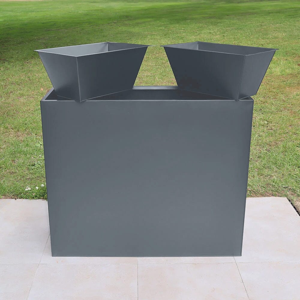 120cm Long Zinc Matte Grey 100cm Tall Trough Planter